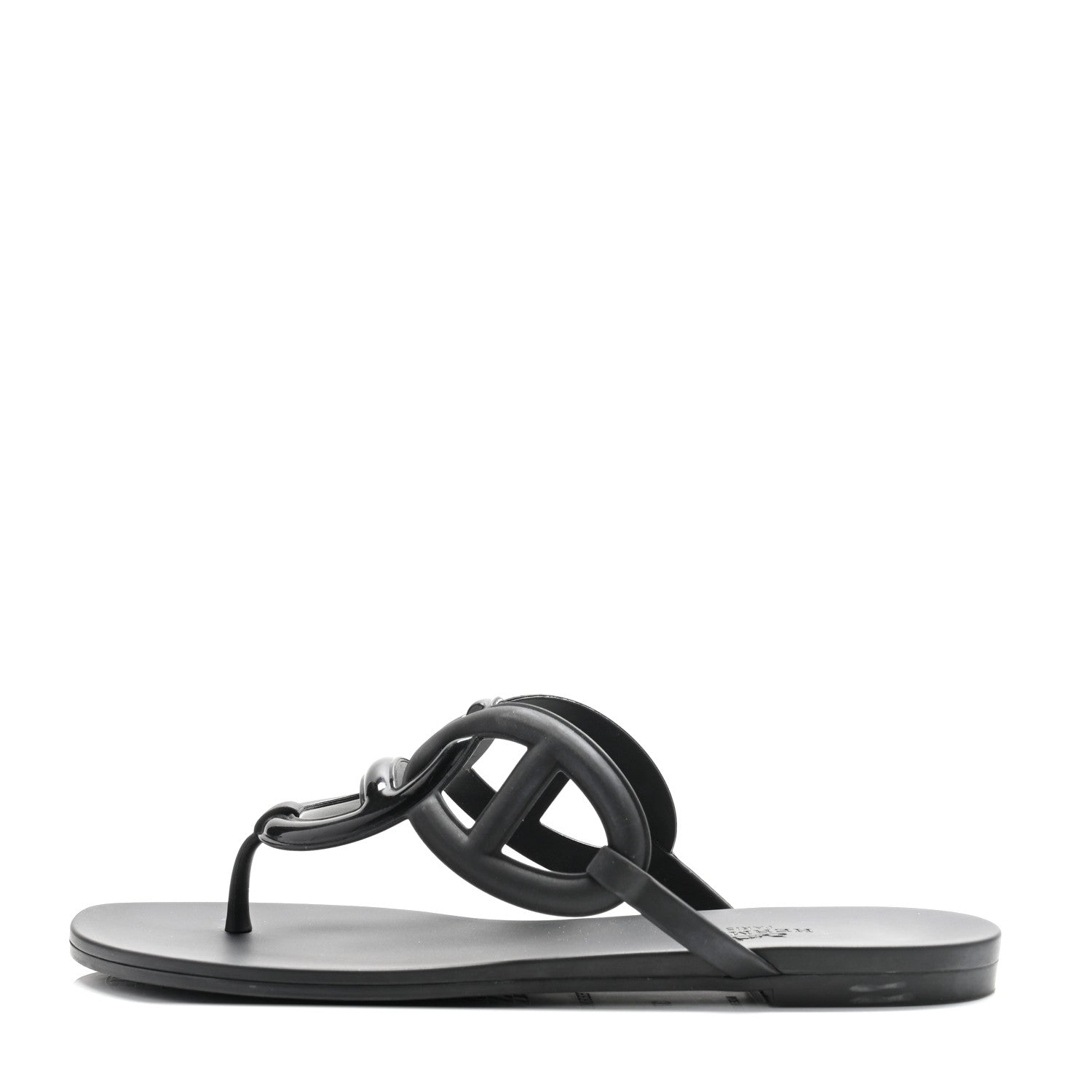 Hermes Rubber Womens Egerie Sandals 37 Black 1 of 10