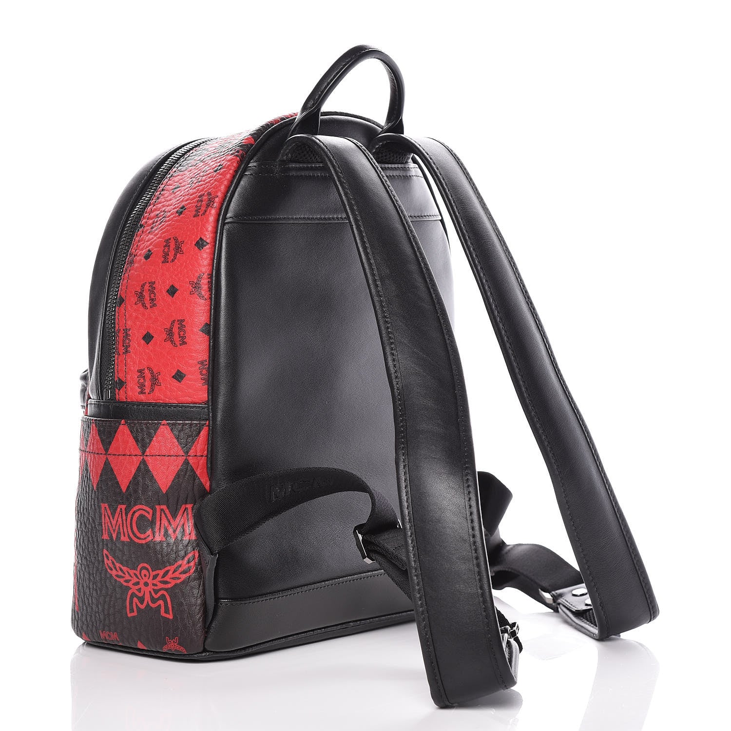 MCM Visetos Baroque Print Small Stark Backpack Black Red 3 of 10