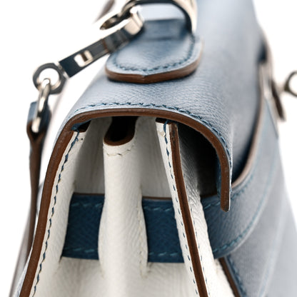 Hermes Epsom Kelly Flag Sellier 32 Bleu Thalassa White 14 of 18
