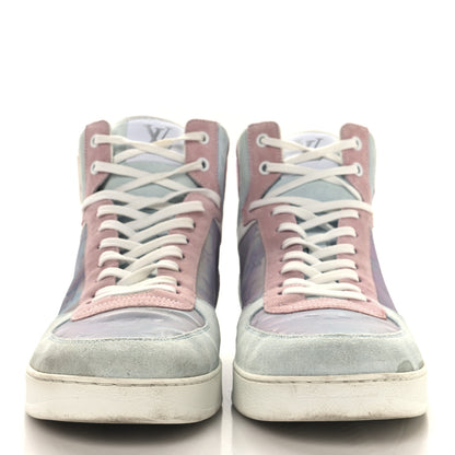 Louis Vuitton Calfskin Suede Monogram Mens Rivoli High Top Sneakers 10 White Multicolor 3 of 9