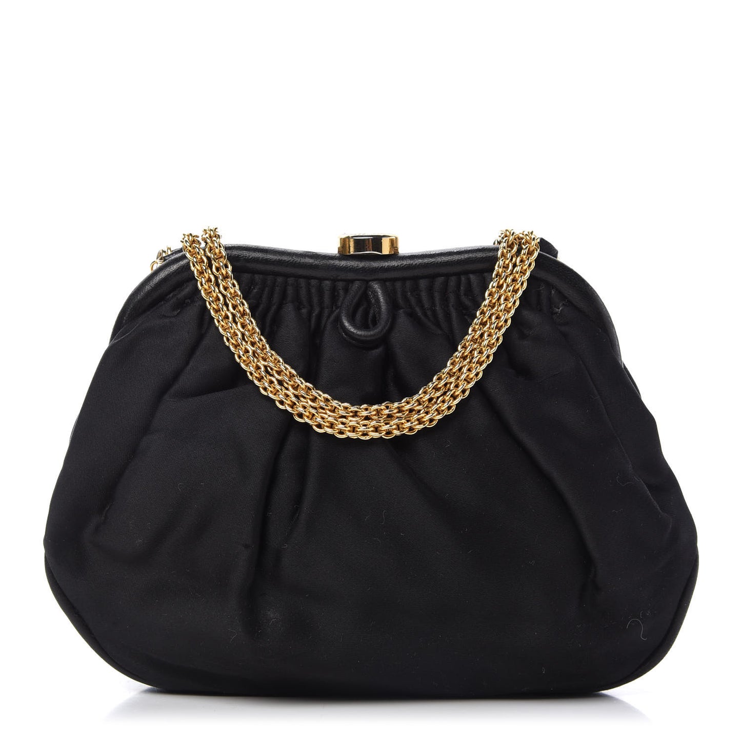 Satin Kisslock Evening Bag Black