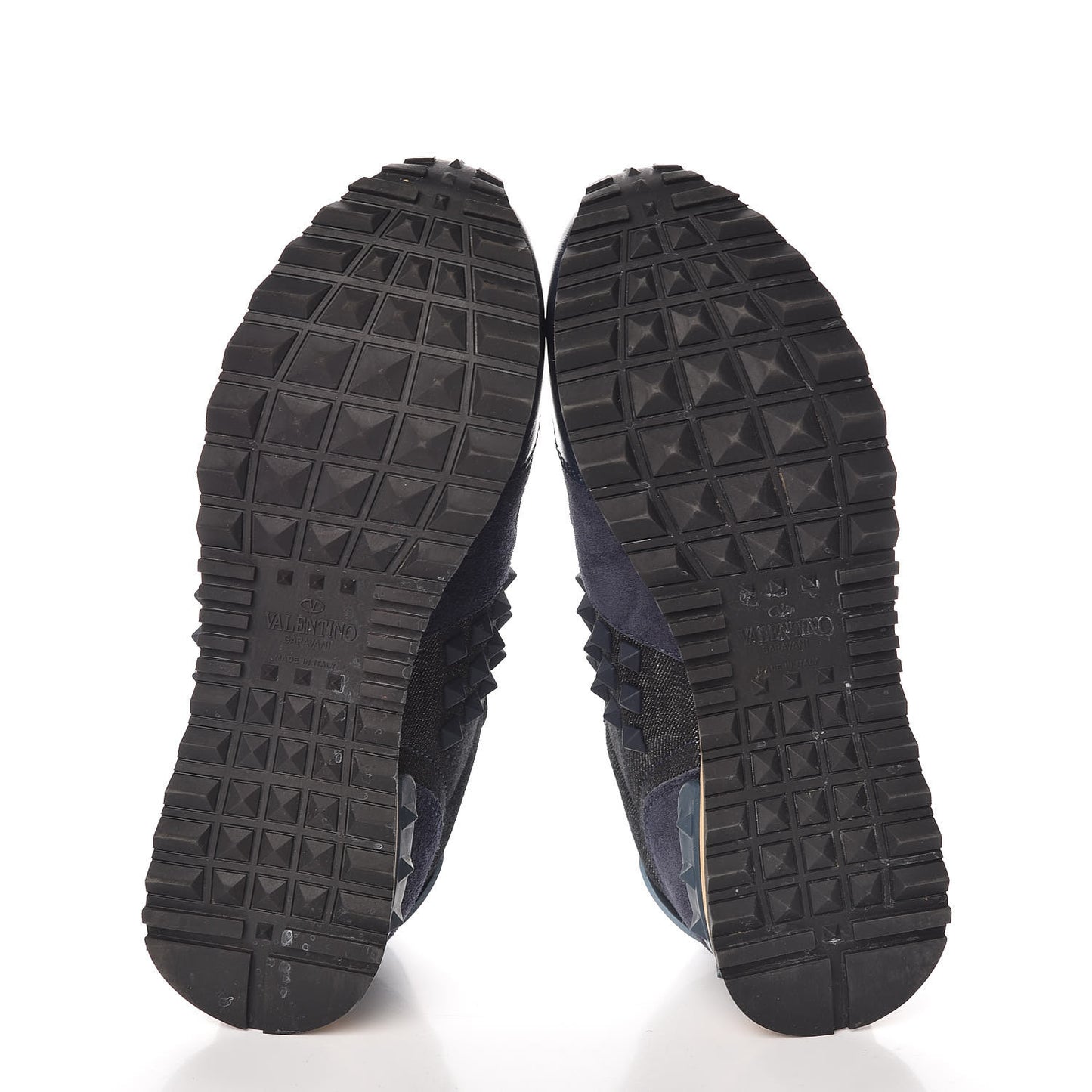 Denim Calfskin Suede Rockstud Sneakers 35.5 Indigo