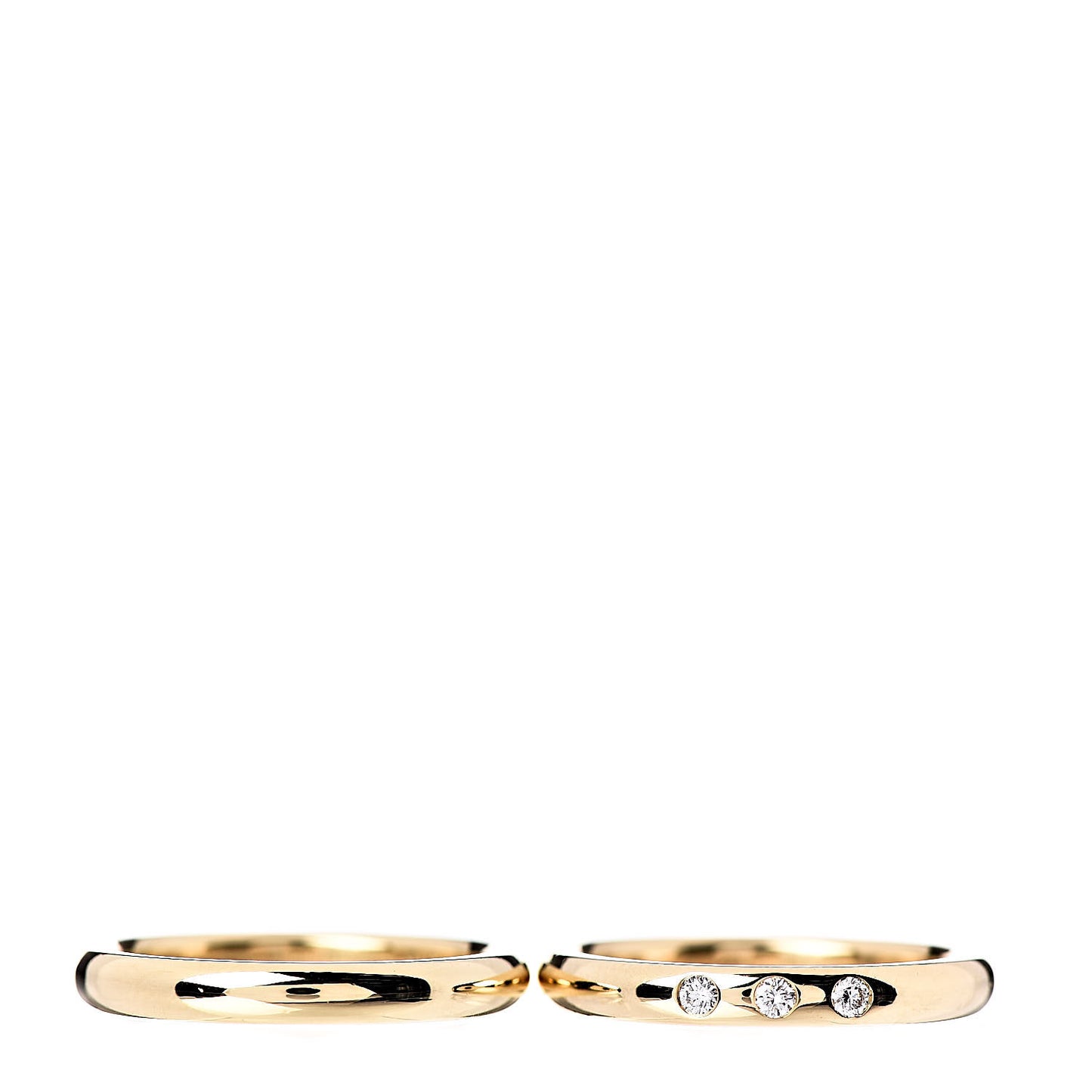 18K Yellow Gold Diamond Stacking Band Rings Set of Two 53 6.5