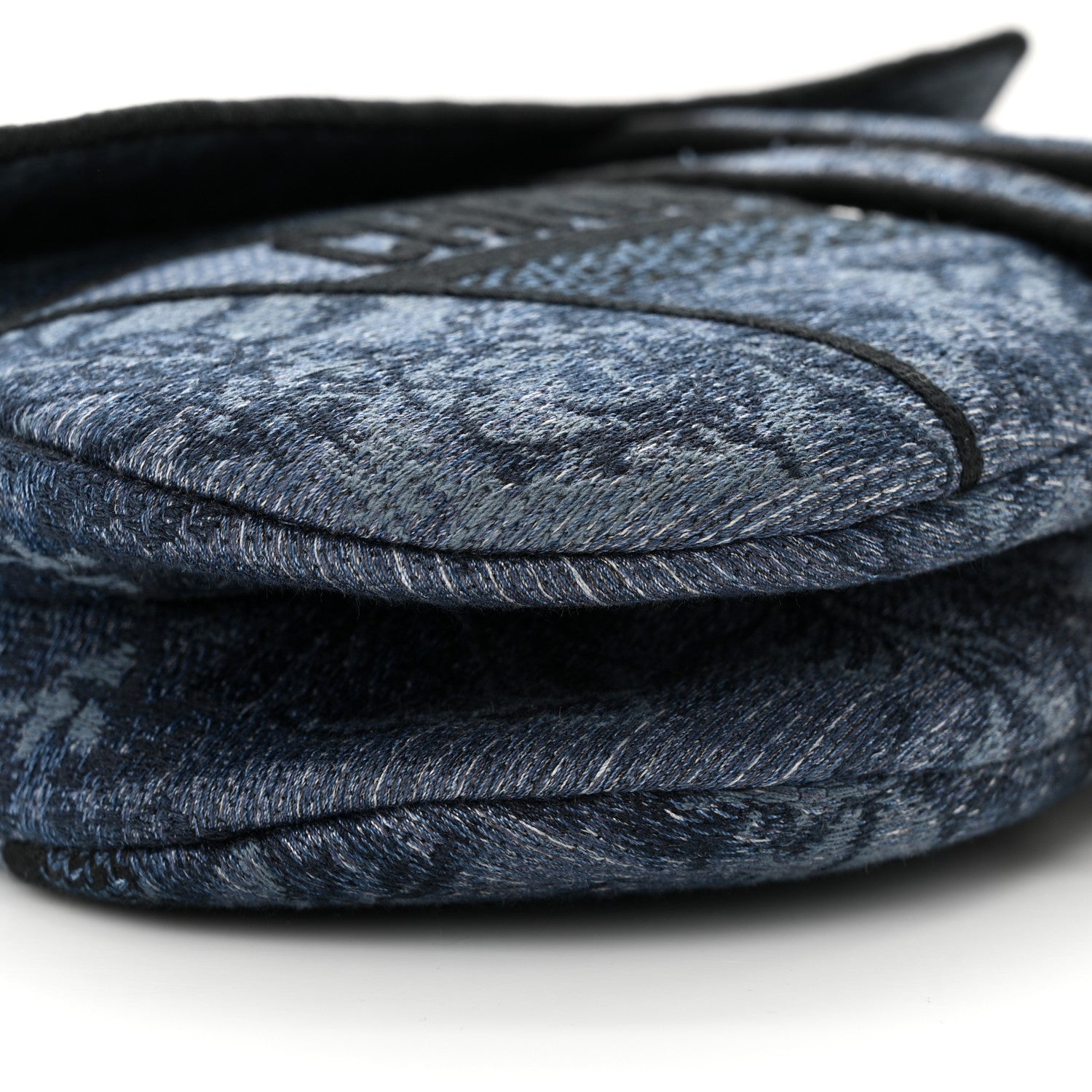 Christian Dior Denim Flowers Embroidered Saddle Bag Blue 9 of 11