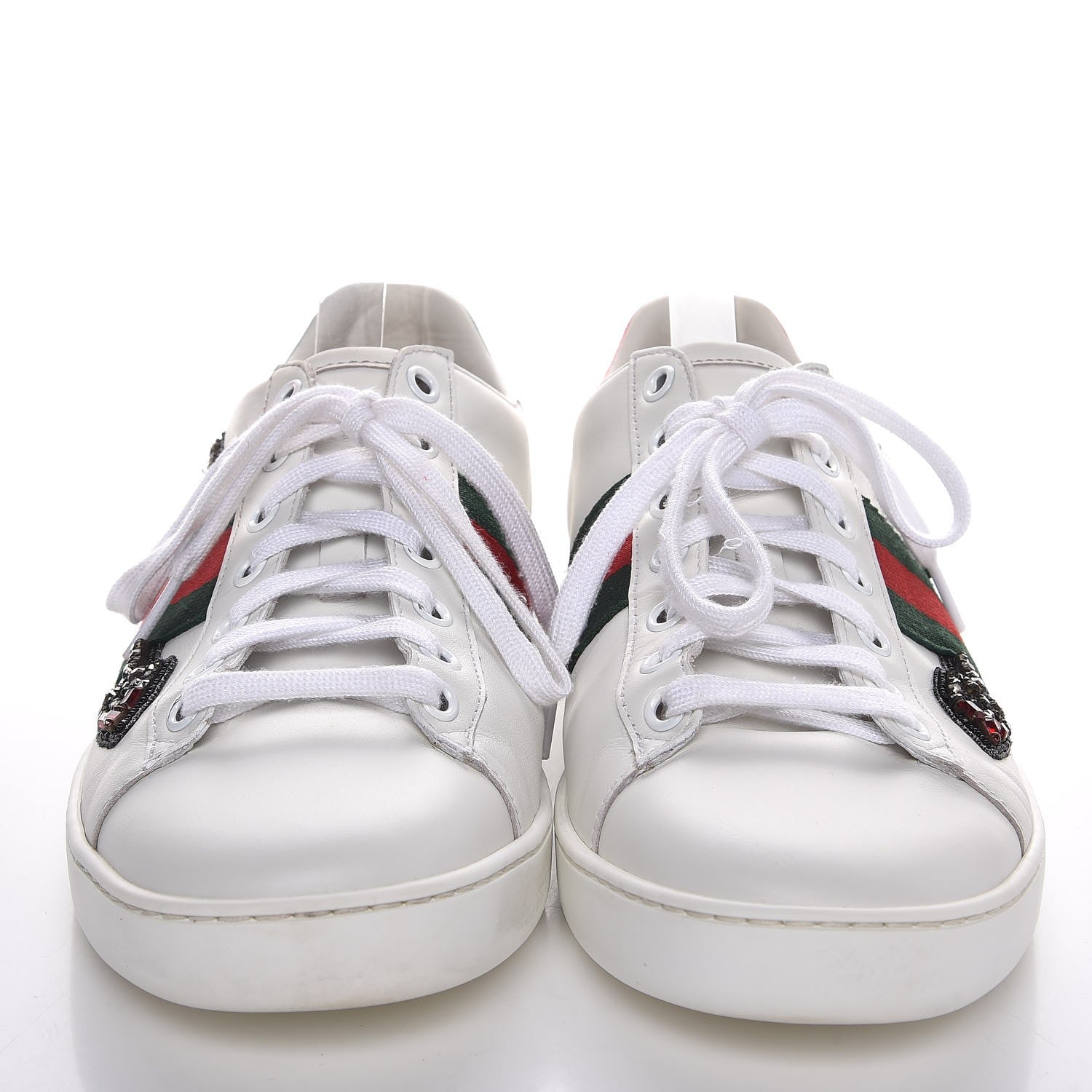 Gucci Calfskin Web Studded Arrow Ace Sneakers 39 White 2 of 13