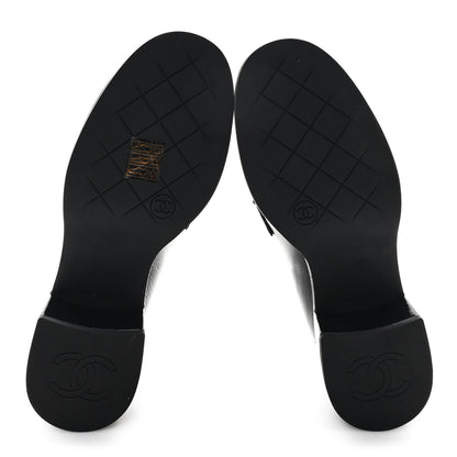 Chanel Shiny Calfskin Logo Loafers 36.5 Black 6 of 9