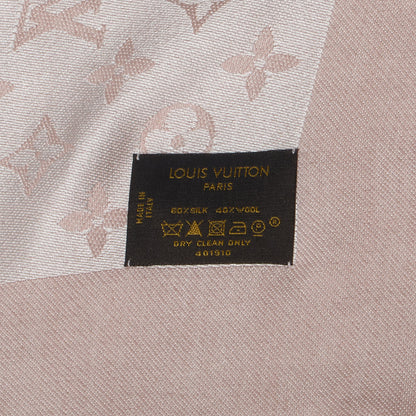 Louis Vuitton Silk Wool Monogram Denim Shawl Rose 5 of 5