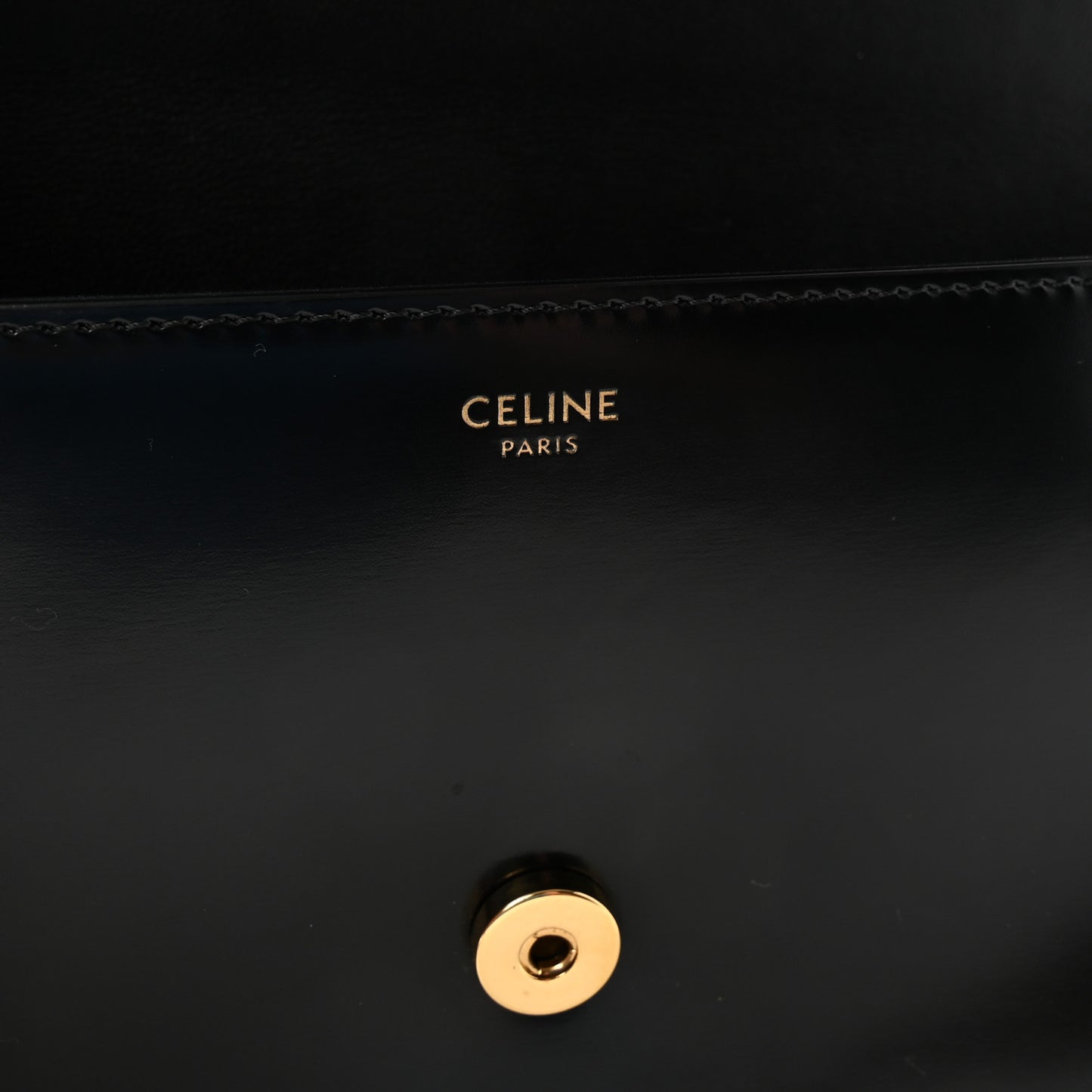 Shiny Calfskin Cuir Triomphe Chain Shoulder Bag Black