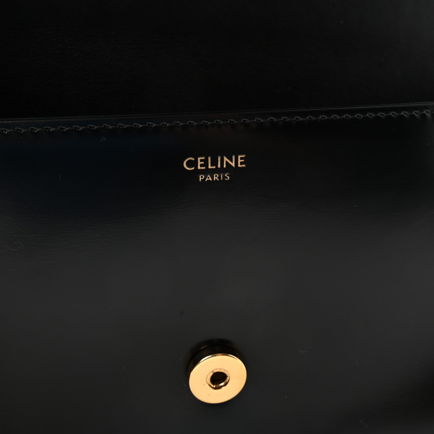 Celine Shiny Calfskin Cuir Triomphe Chain Shoulder Bag Black 6 of 10
