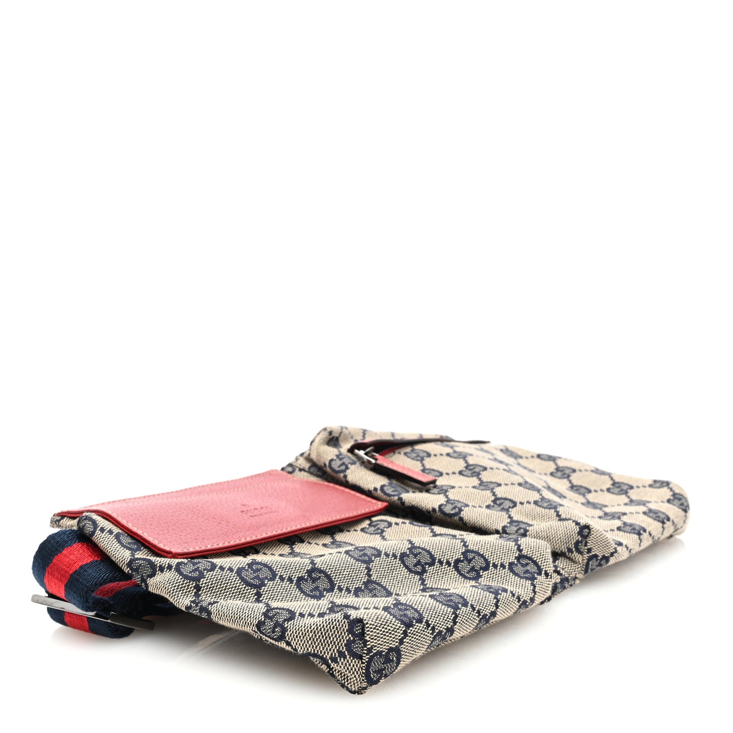 GG Monogram Web Double Pocket Belt Bag Navy Red