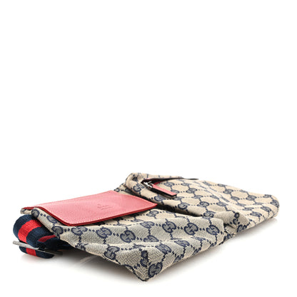 Gucci GG Monogram Web Double Pocket Belt Bag Navy Red 4 of 10
