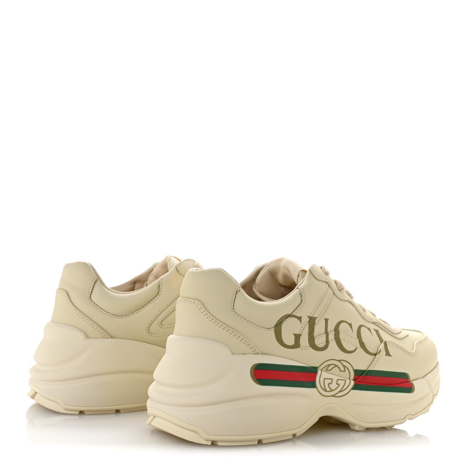 Gucci Calfskin Logo Womens Rhyton Sneakers 36 Ivory 5 of 10