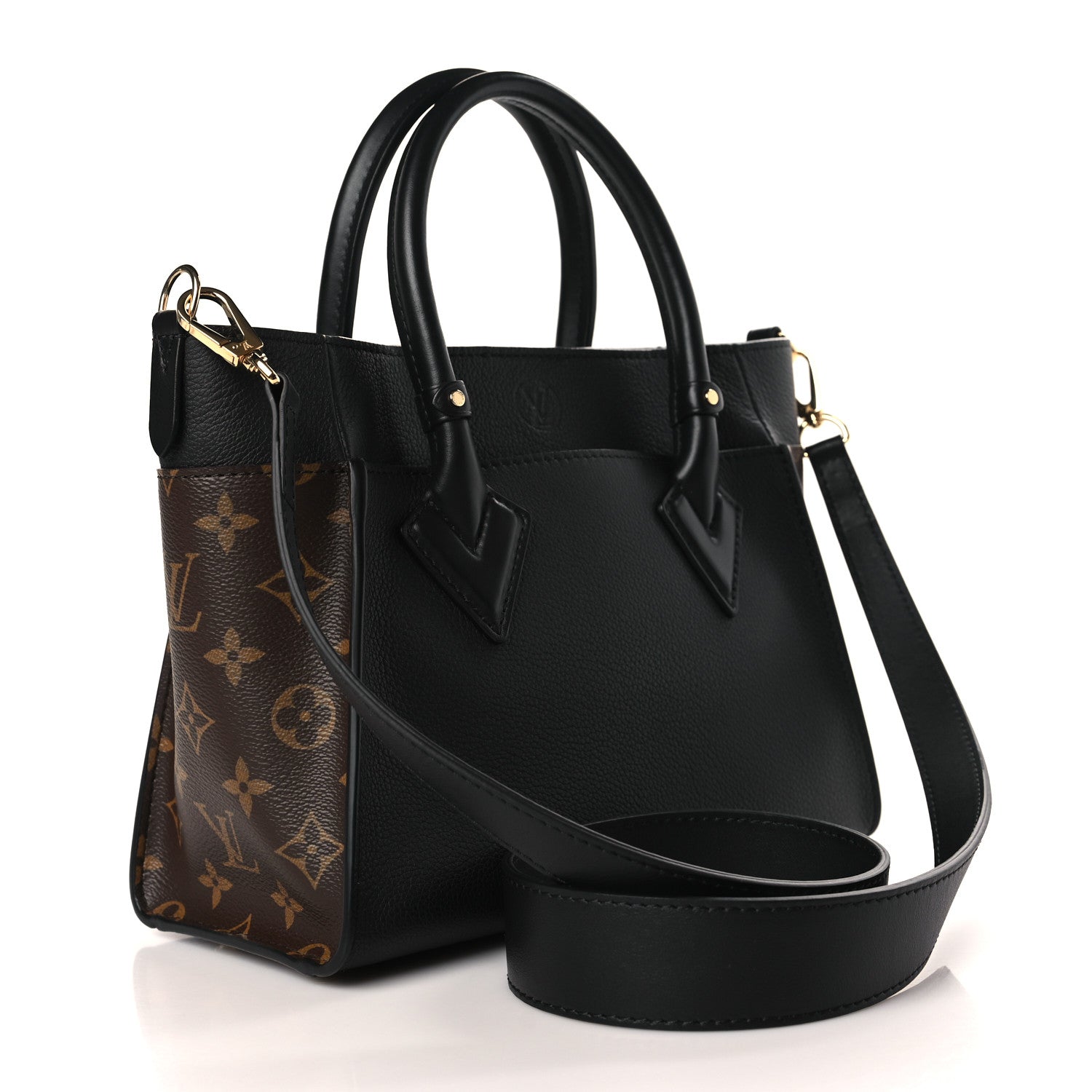 Louis Vuitton Calfskin Monogram On My Side PM Black 3 of 9