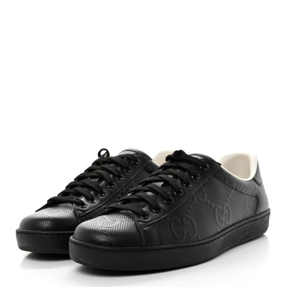 Gucci Calfskin GG Tennis Embossed Mens Ace Sneakers 5 Black 3 of 8