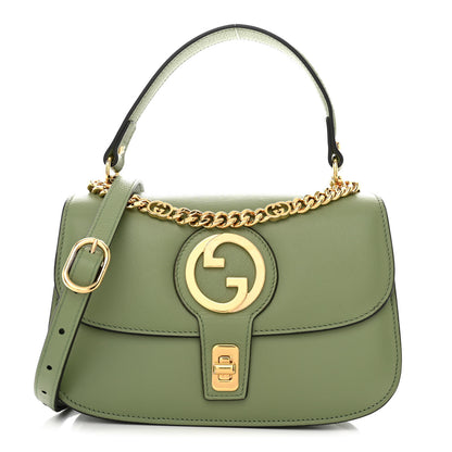 Gucci Roxy Calfskin Small Blondie Top Handle Shoulder Flap Bag Salamander Green 1 of 10