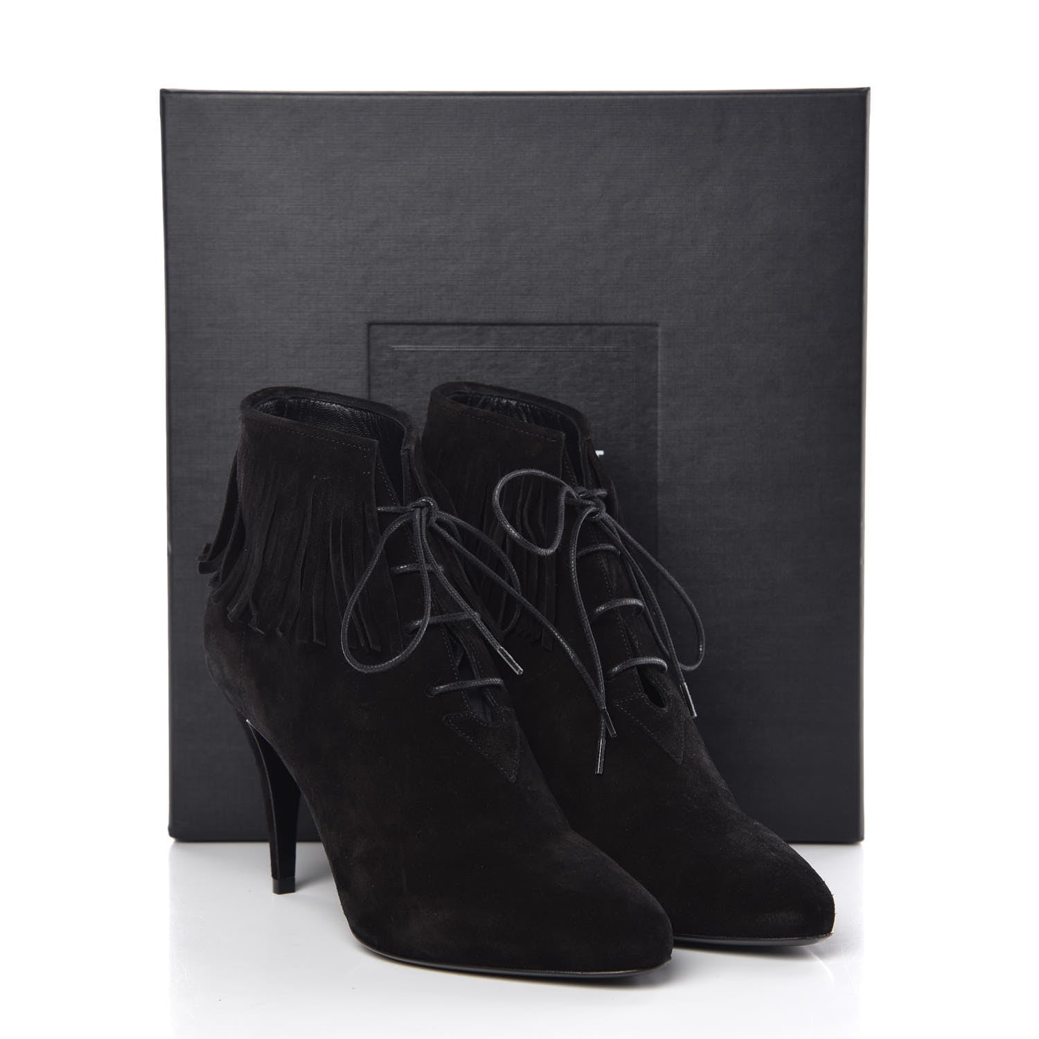 Saint Laurent Suede Fringe Babies Ankle Boots 39 Black 9 of 9