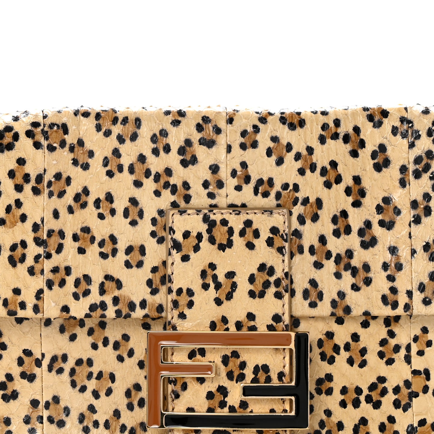 Snakeskin Leopard Print Baguette Beige