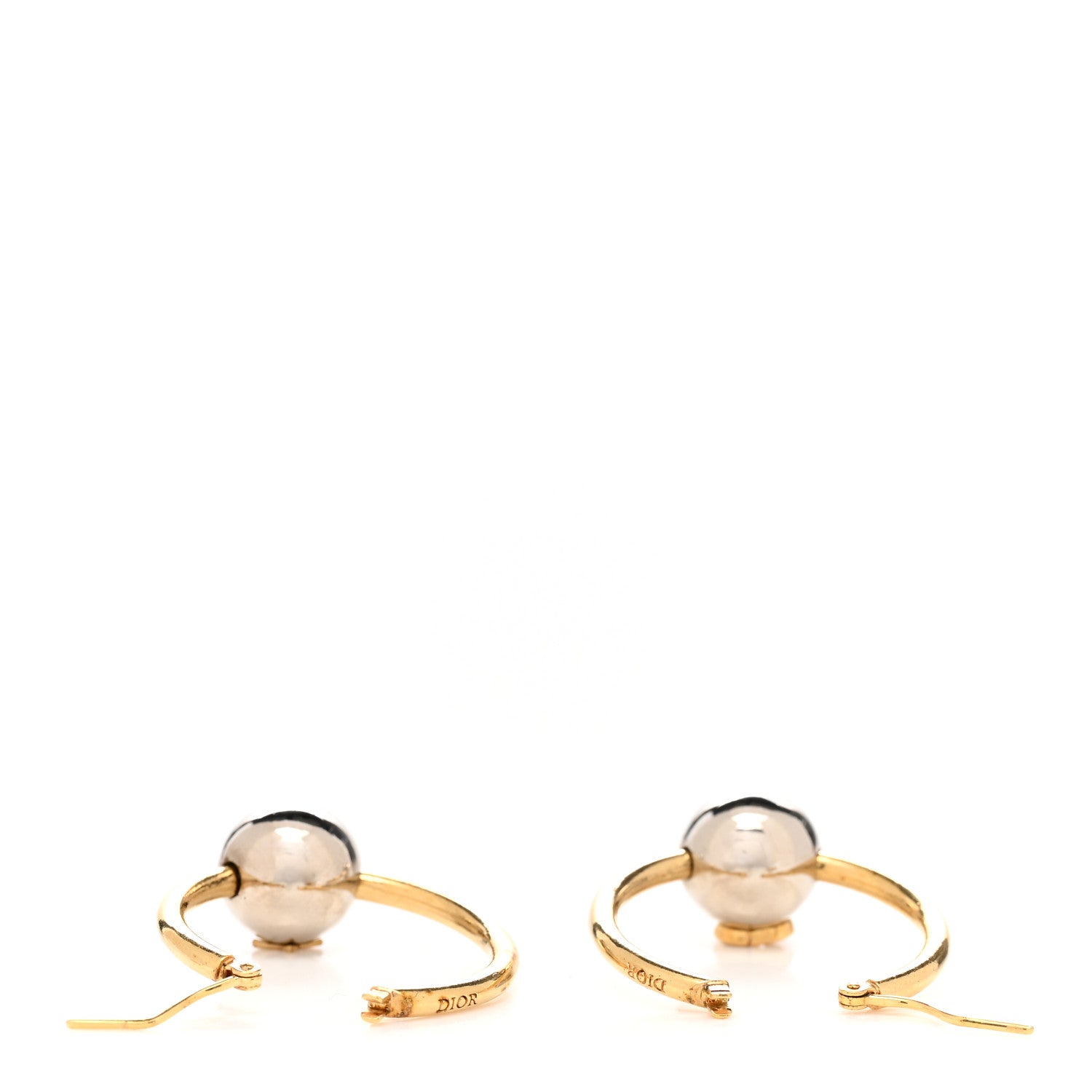 Christian Dior Metal CD Hoop Earrings Gold Silver 3 of 4