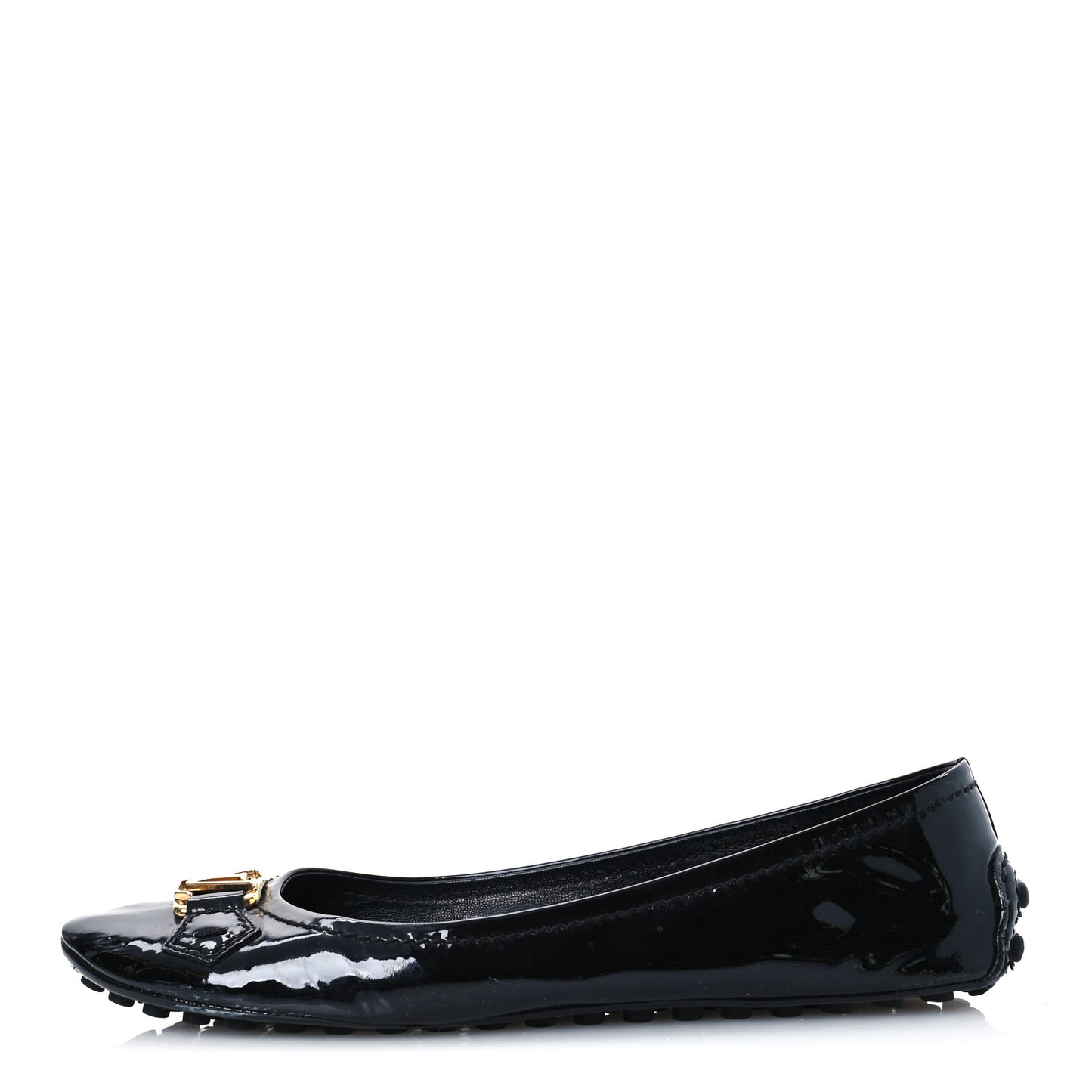 Patent Calfskin Oxford Ballerina Flats 38.5 Black