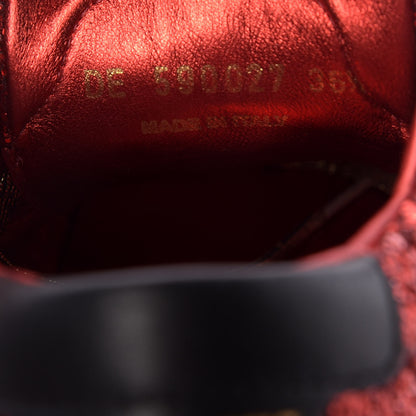 Saint Laurent Calfskin Crystal Glitter Andy Sneakers 36.5 Red 10 of 11