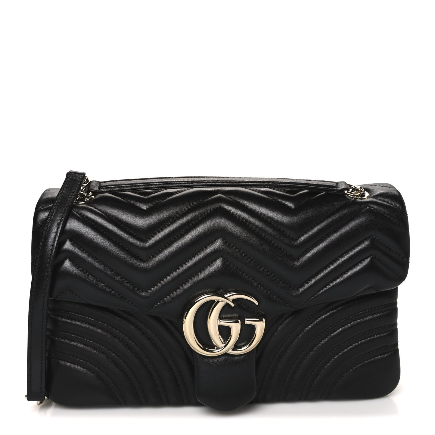 Lambskin Matelasse Large GG Marmont Shoulder Bag Black