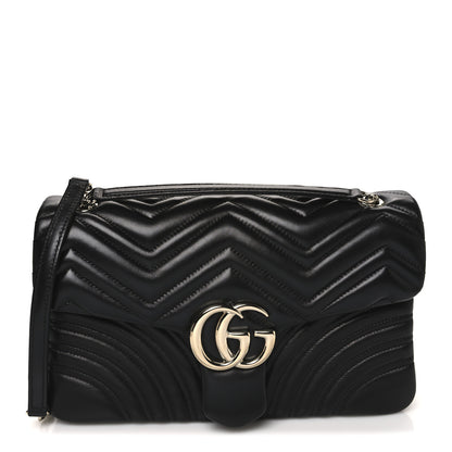 Gucci Lambskin Matelasse Large GG Marmont Shoulder Bag Black 1 of 11