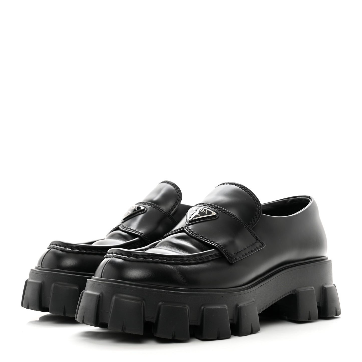 Spazzolato Rois Metal Triangle Logo Mens Monolith 60mm Loafers 6 Black