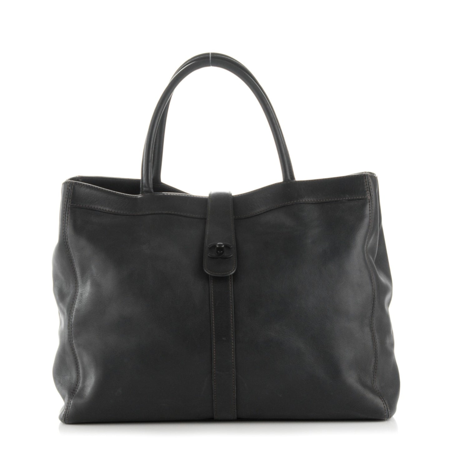 Calfskin Large Shopping Tote Black