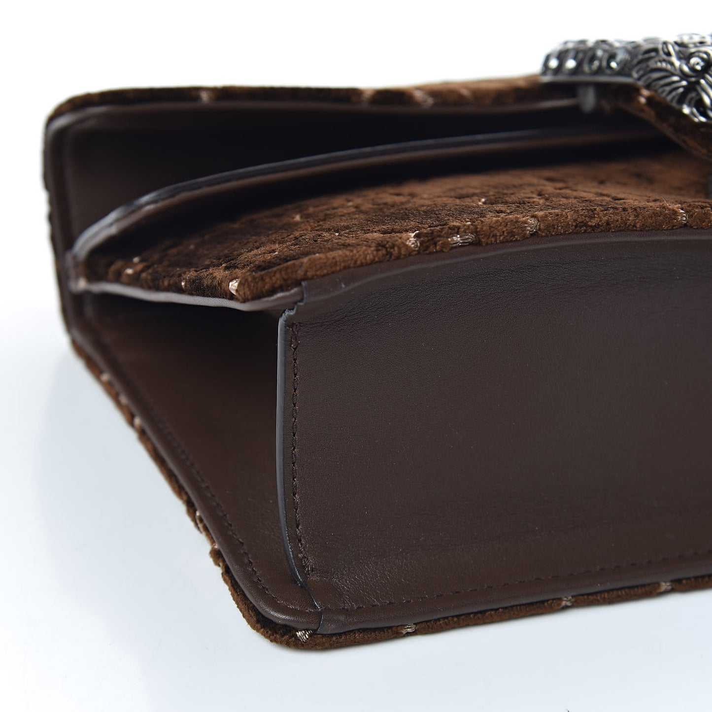 Velvet Moon Calfskin Crystal GG Monogram Small Dionysus Shoulder Bag Brown Vintage Cocoa Black Diamond