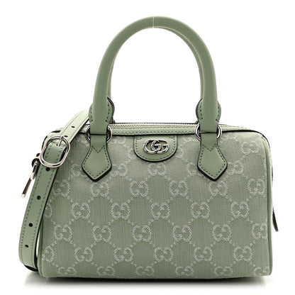Gucci Denim GG Monogram Calfskin Mini Ophidia Top Handle Bag Pale Green 1 of 10