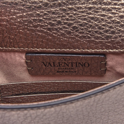 Valentino Garavani Metallic Pebbled Calfskin Medium Rockstud Envelope Flat Wristlet Pouch Sasso 6 of 7