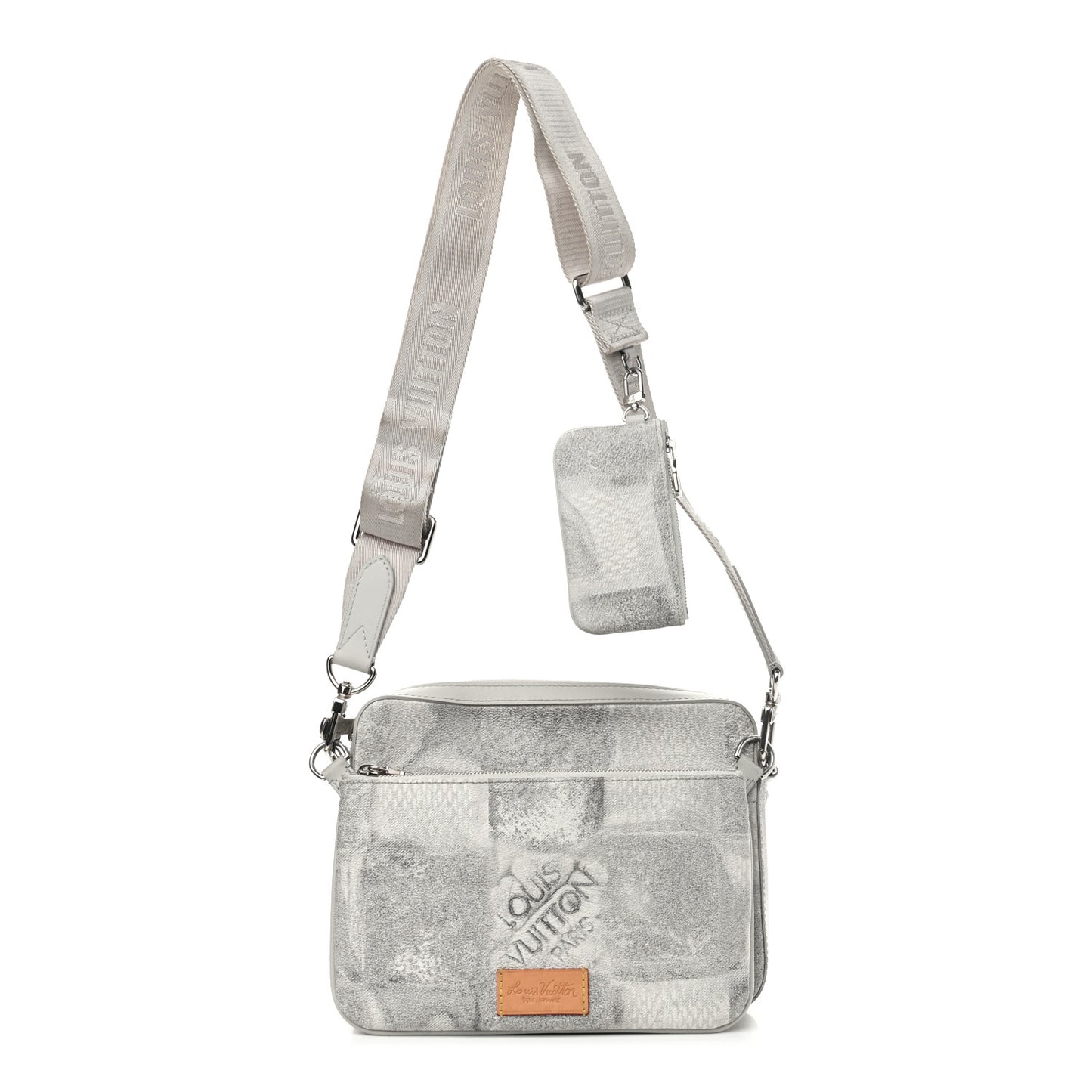 Damier Salt Trio Messenger Stone Grey