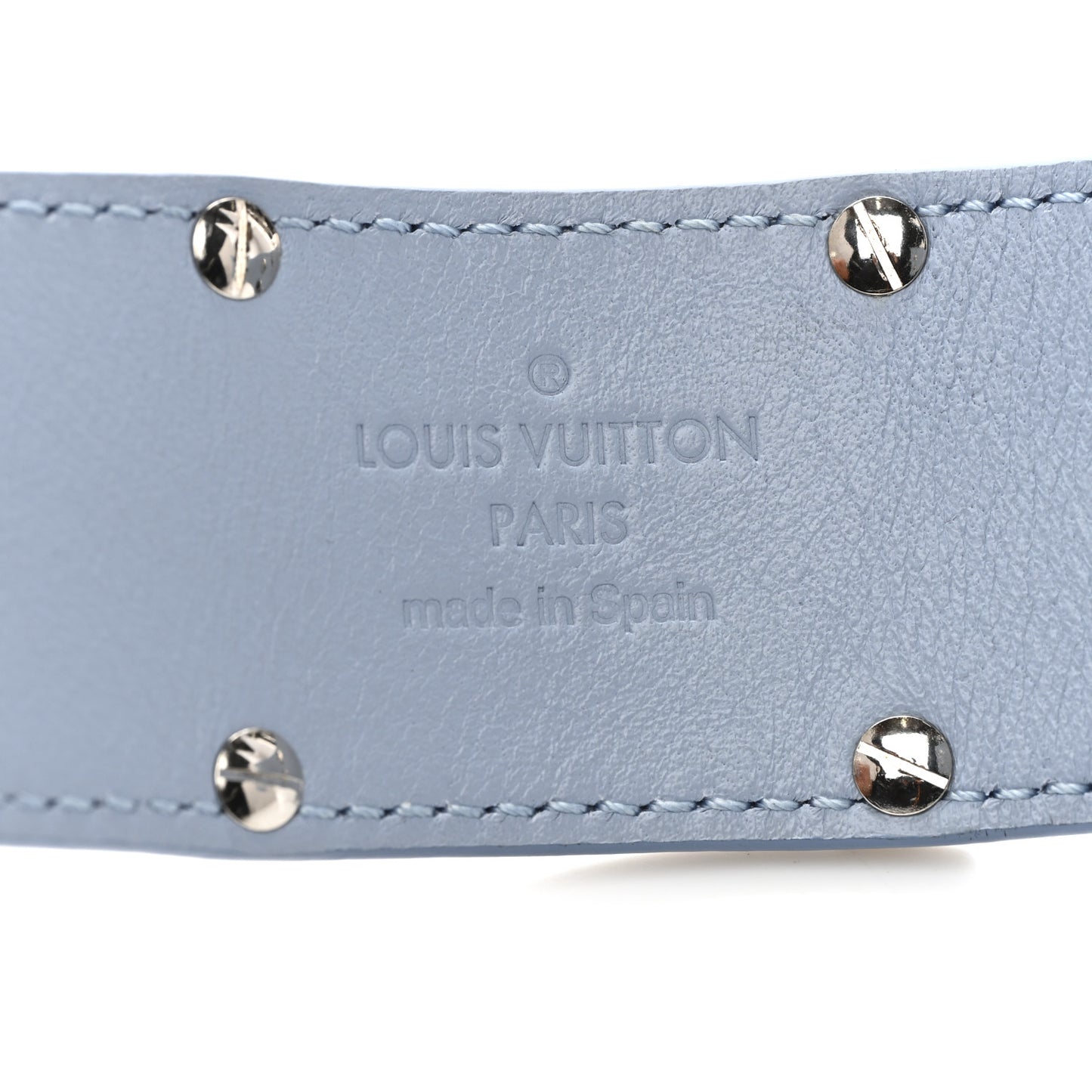 Calfskin So LV Cuff Bracelet 17 Light Blue