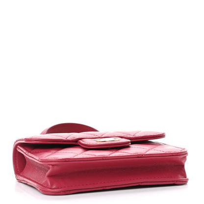 Chanel Lambskin Quilted Top Handle Flap Coin Purse With Chain Dark Pink 3 of 4