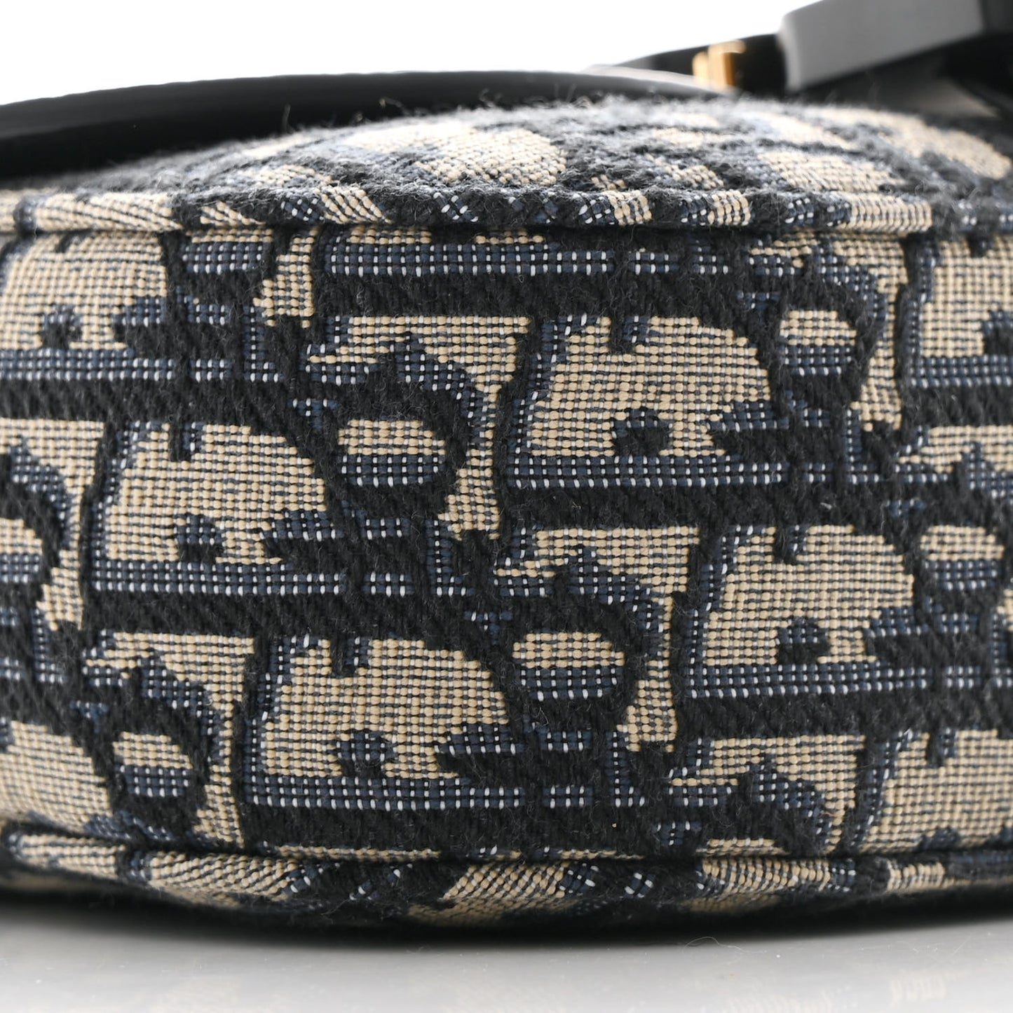 Grained Calfskin Oblique Mini Saddle Messenger Bag With Flap Beige Black