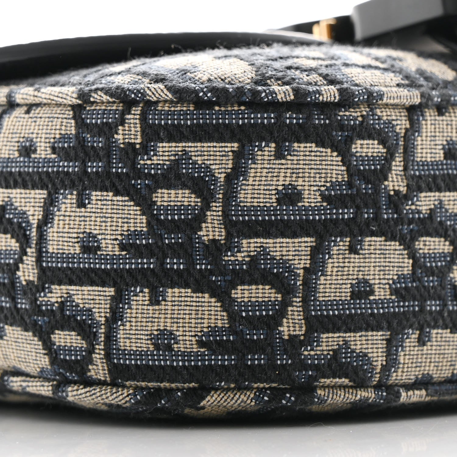 Christian Dior Grained Calfskin Oblique Mini Saddle Messenger Bag With Flap Beige Black 9 of 10