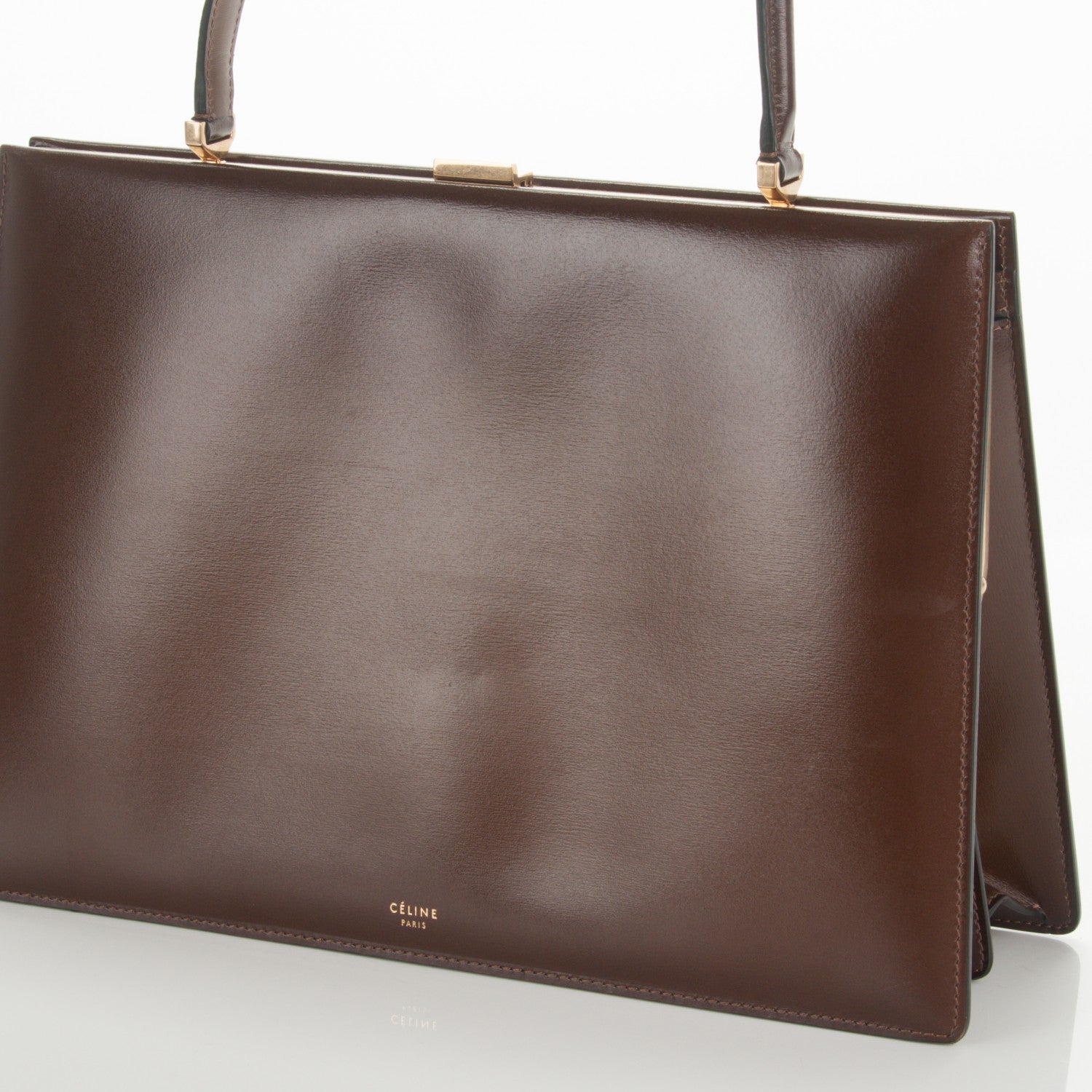 Celine Patina Box Calfskin Medium Clasp Bag Camel 174133