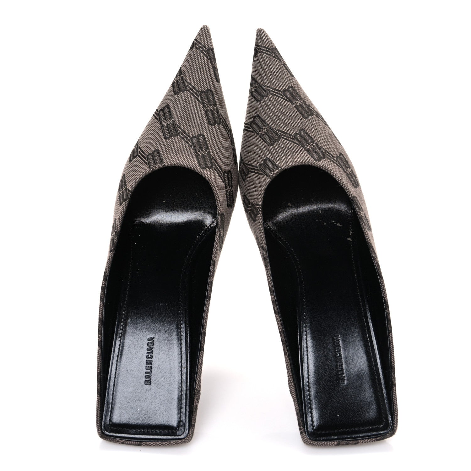 Balenciaga BB Monogram Square Knife 80mm Mule Pumps 38.5 Dark Mink Grey Dark Brown 2 of 12