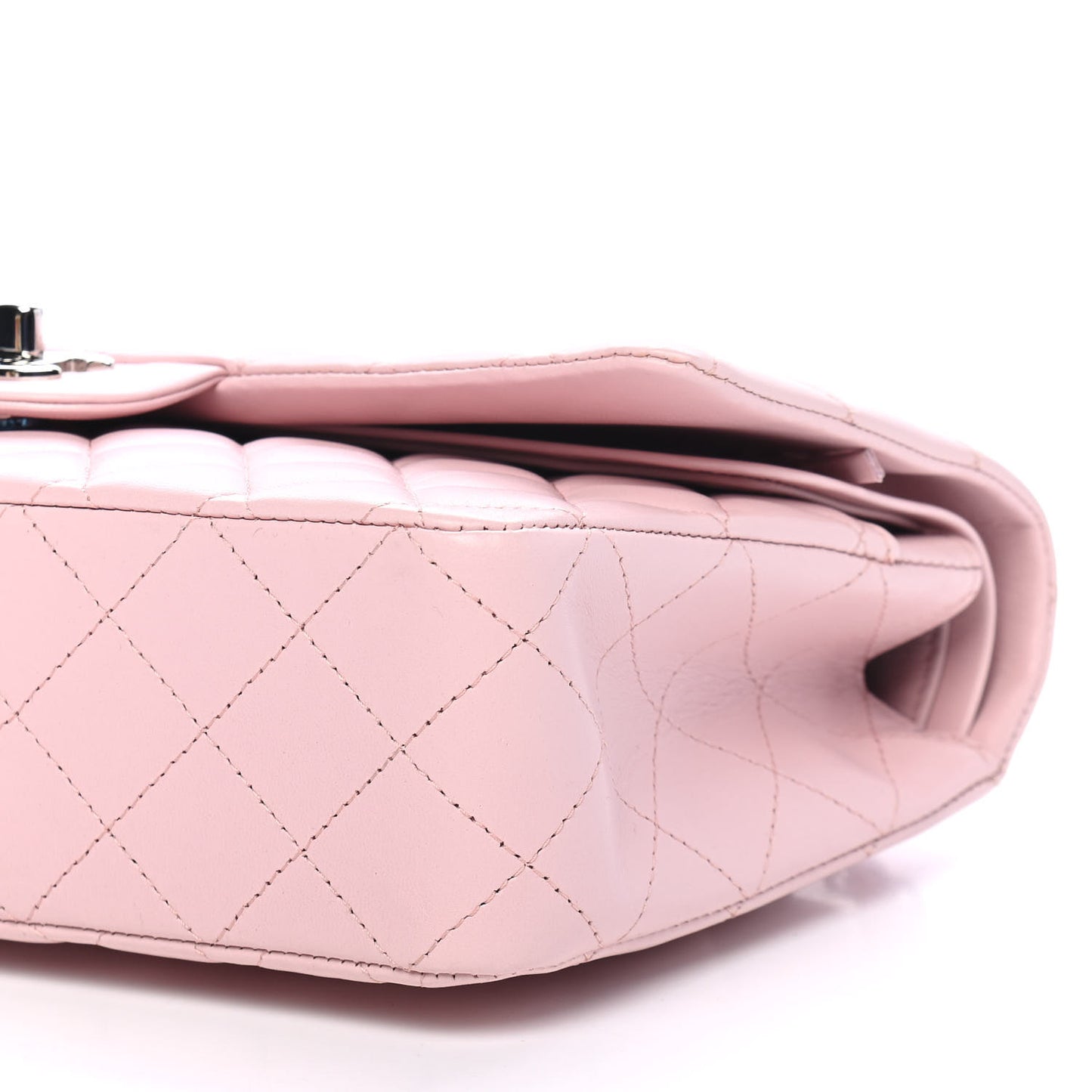 Lambskin Quilted Medium Double Flap Light Pink