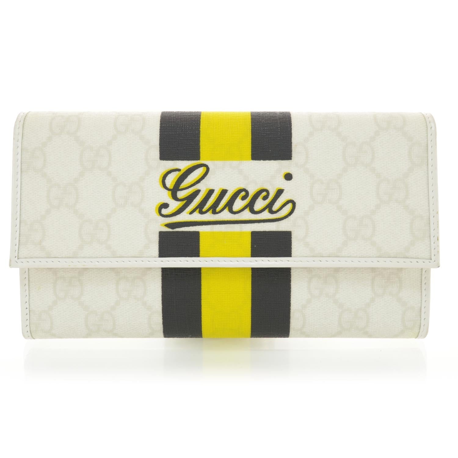Gucci GG Plus Monogram Web Stripe Continental Wallet White 1 of 8