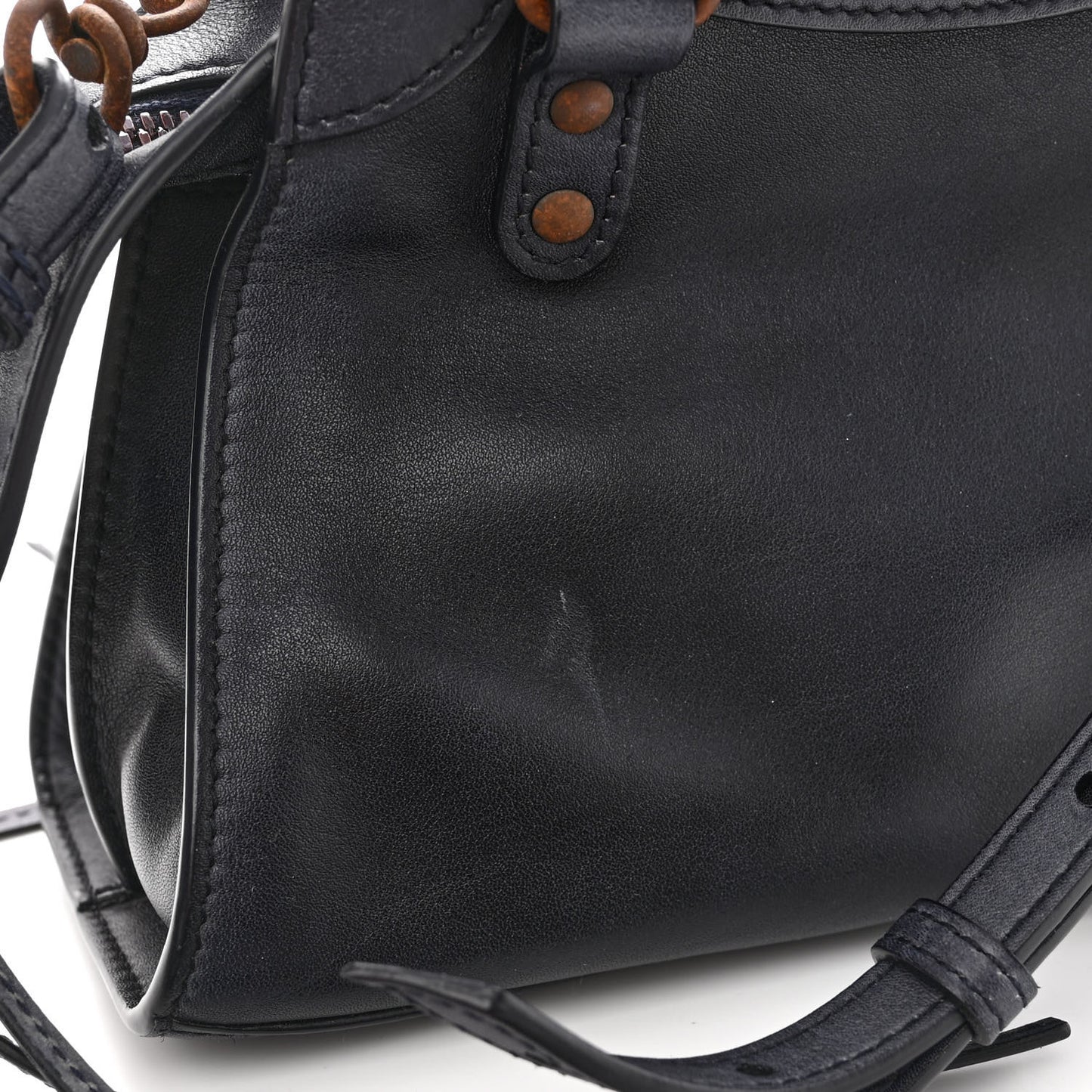 Used Calfskin Rust Hardware Mini Neo Classic City Navy