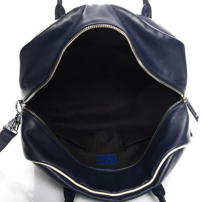 Valentino Garavani Mens Calfskin Rockstud Striped Holdall Duffle Navy 6 of 13
