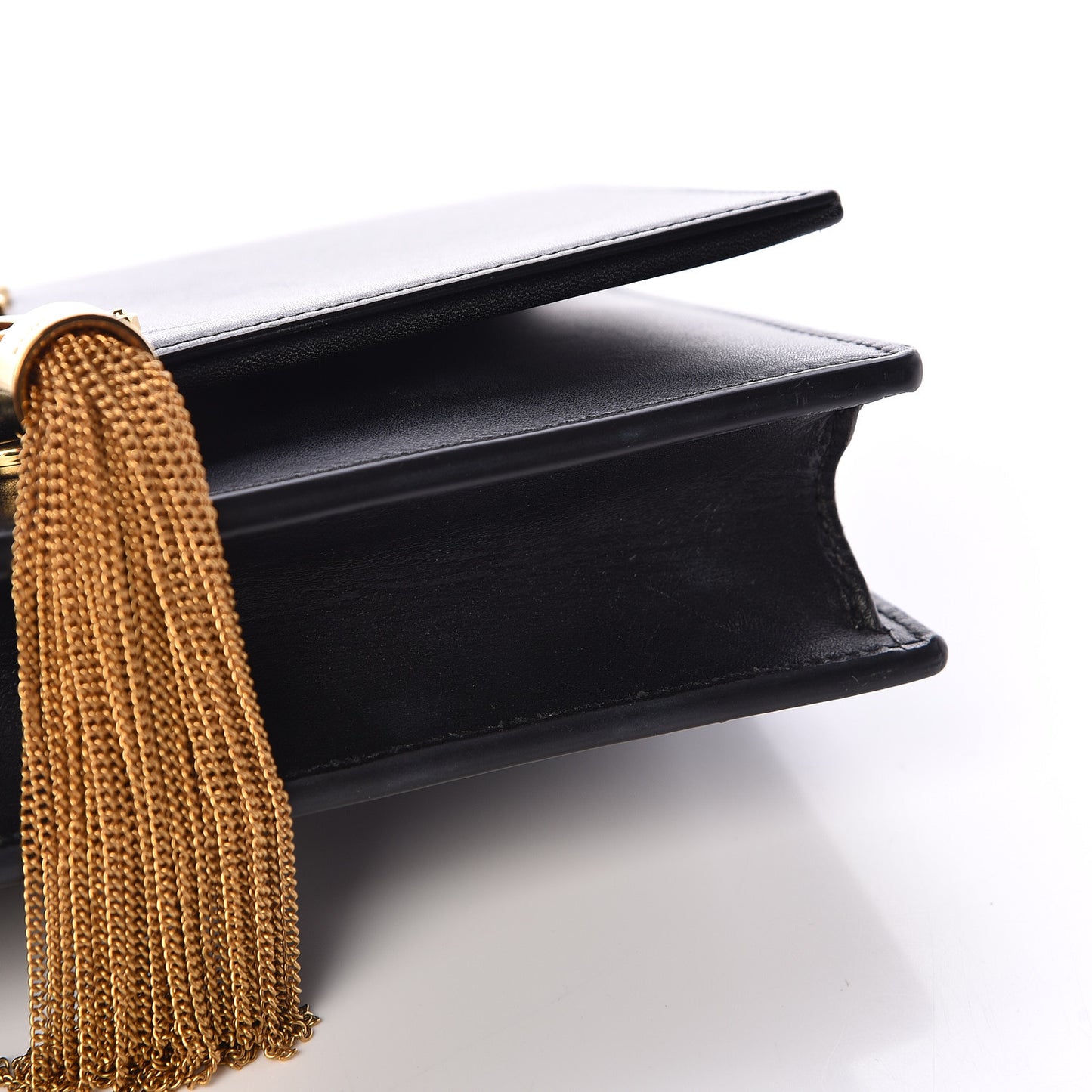 Smooth Calfskin Classic Monogram Kate Tassel Chain Wallet Black