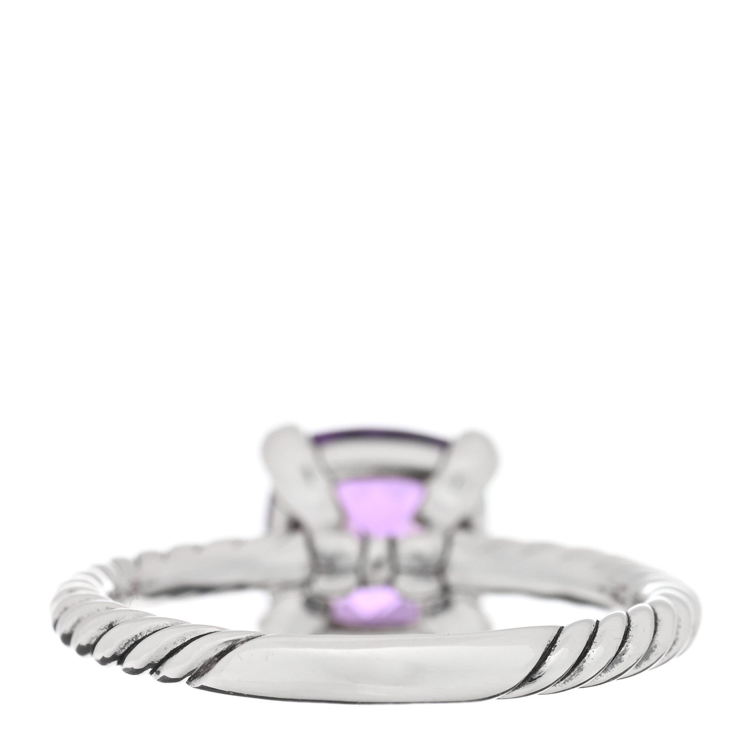 David Yurman Sterling Silver Diamond Amethyst 8mm Chatelaine Ring 54 7 3 of 5