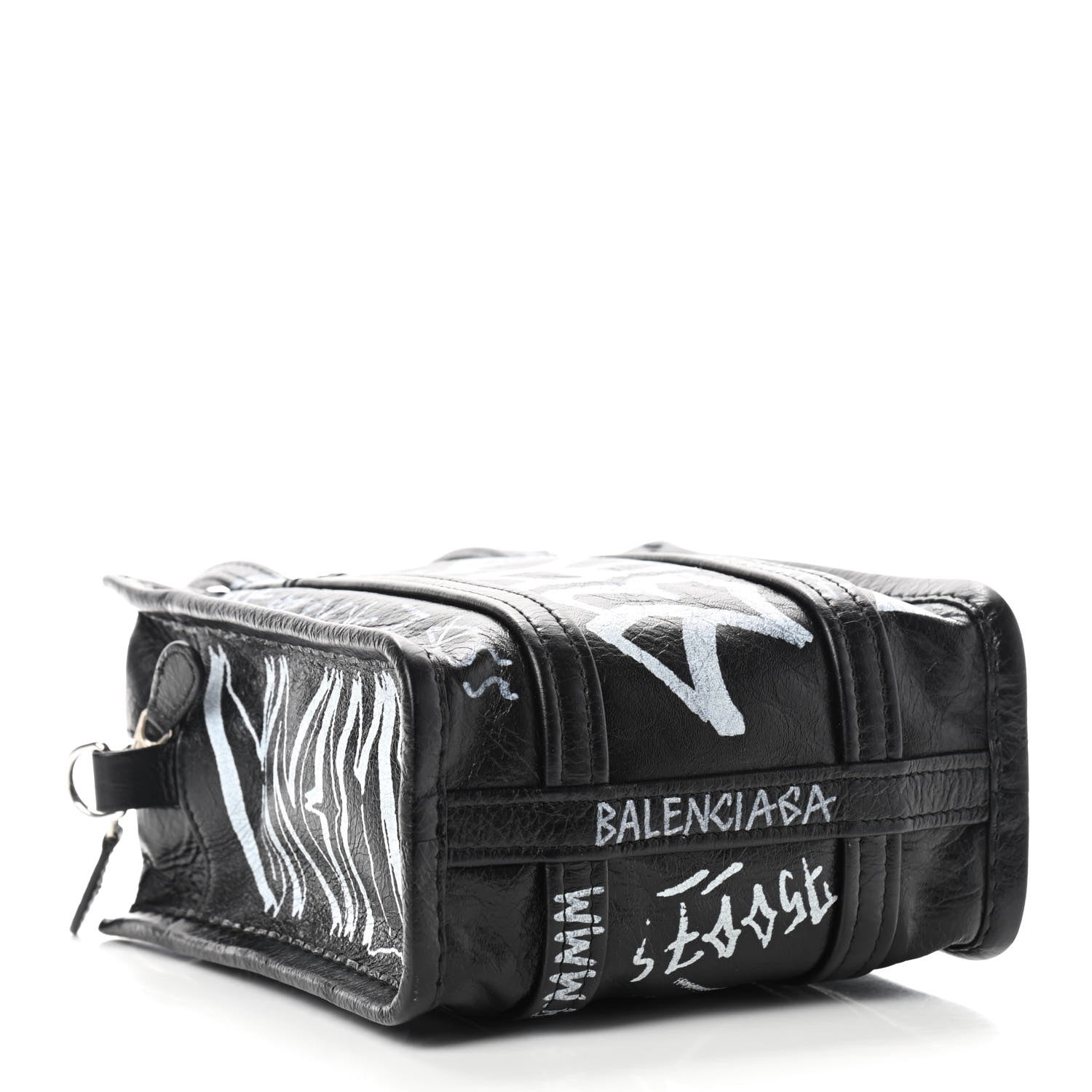 Balenciaga Agneau Arena Graffiti All Over XXS Bazar Shopper Tote Black White 4 of 8