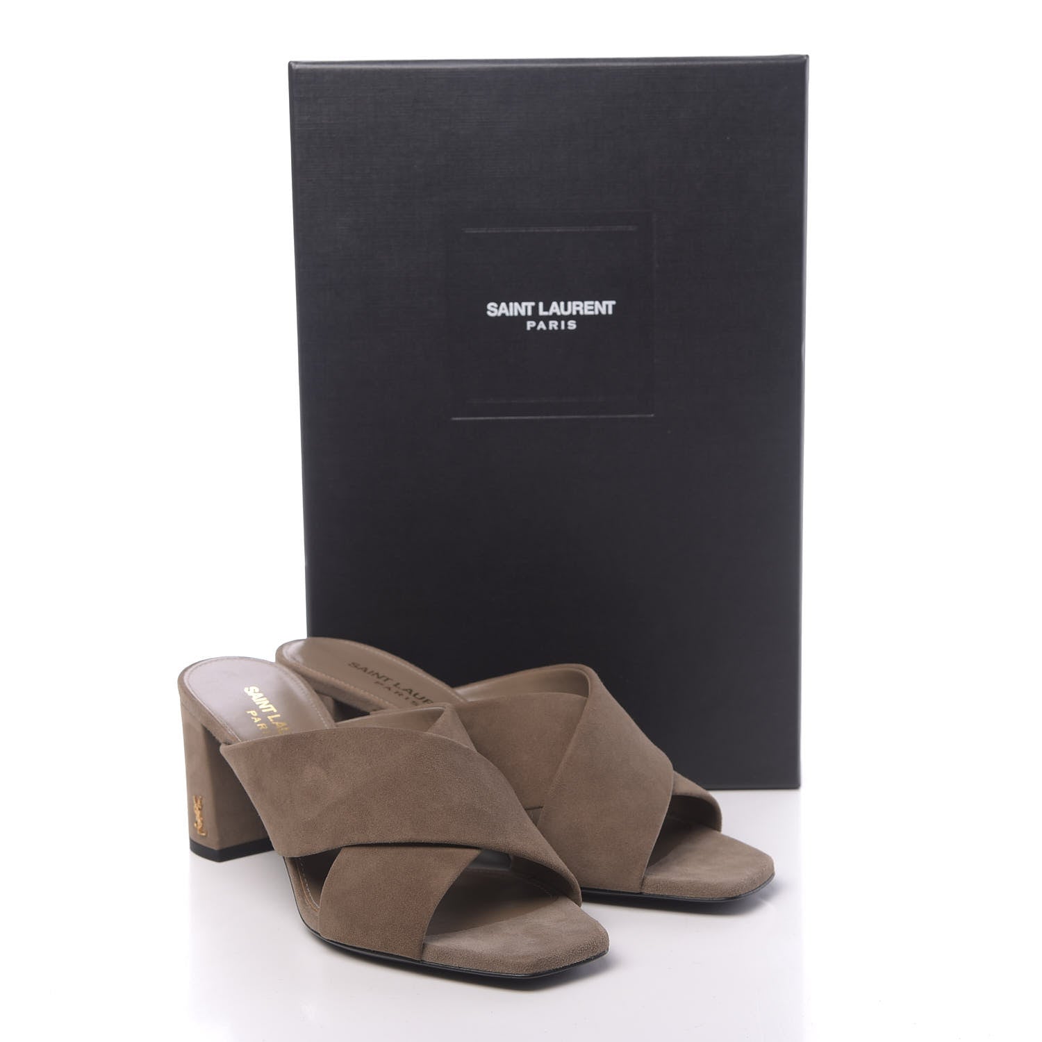 Saint Laurent Suede LouLou 70 Mules 36.5 Taupe 9 of 9