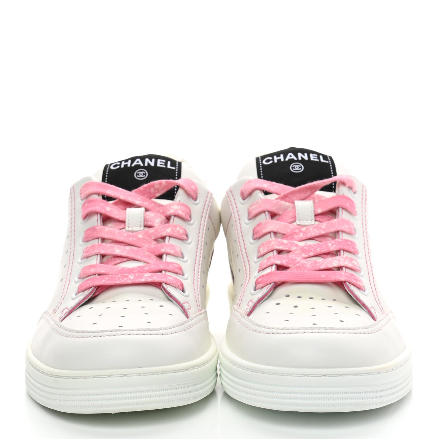 Calfskin Womens Logo Sneakers 39 White Pink
