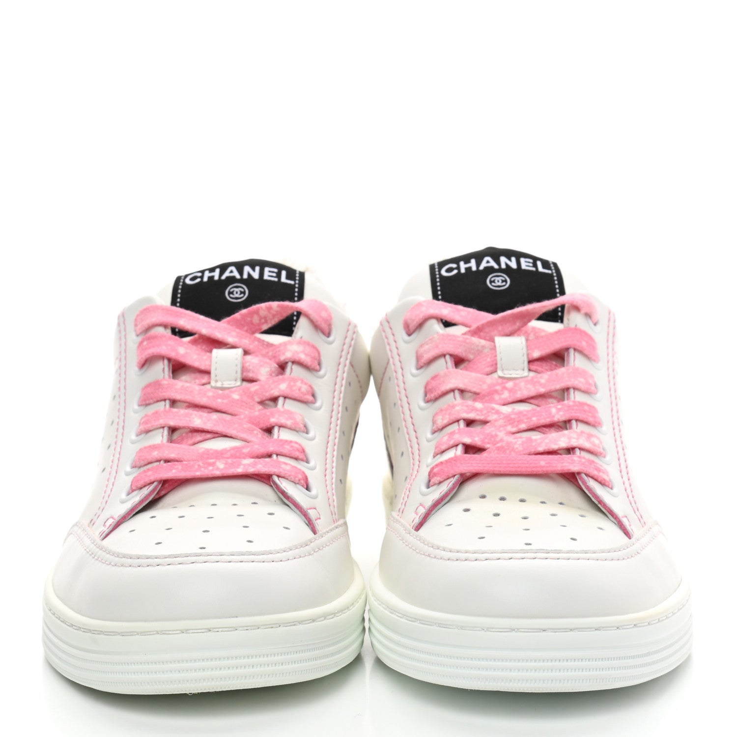 Chanel Calfskin Womens Logo Sneakers 39 White Pink 2 of 7