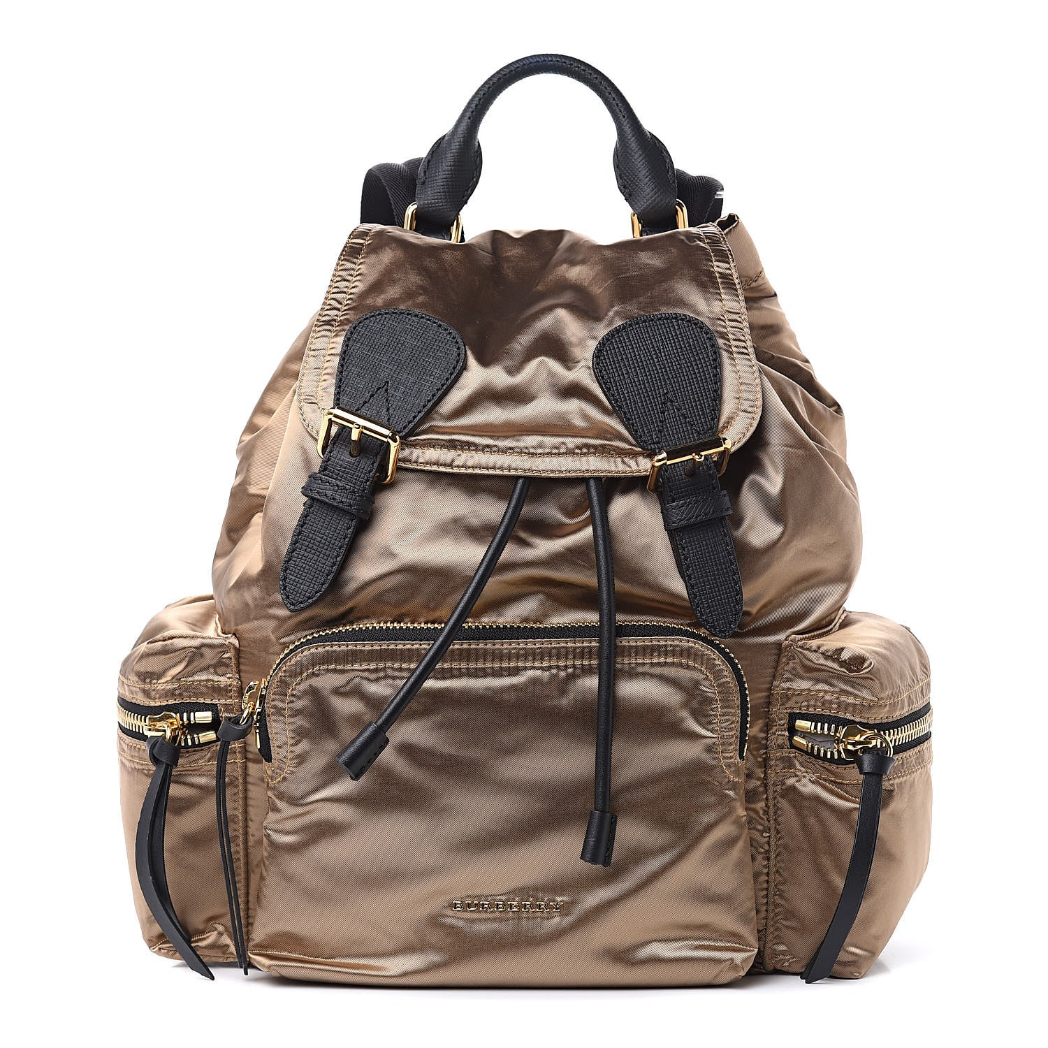 Burberry Metallic Satin Nylon Medium Rucksack Backpack Gold 1 of 9