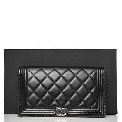 Chanel Lambskin Quilted Boy Yen Wallet Black 11 of 11